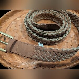 Women’s Plus Size Braided Tan Faux Leather Belt Size 2x/3x